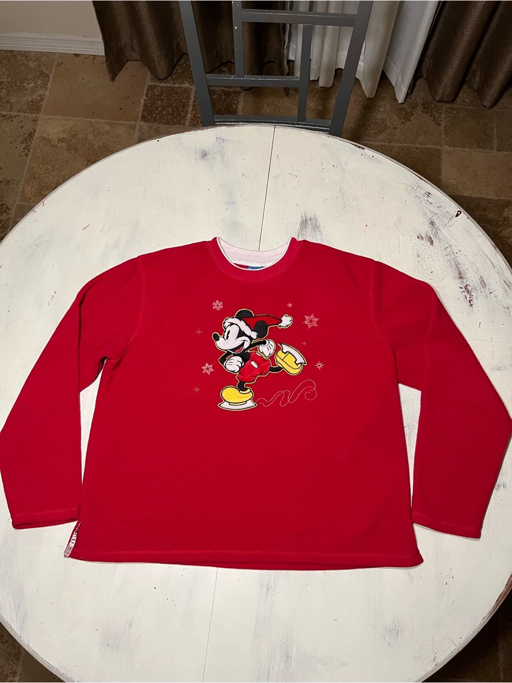 Vintage Disney Mickey Mouse Christmas Holiday Pullover Fleece Sweatshirt Sz L